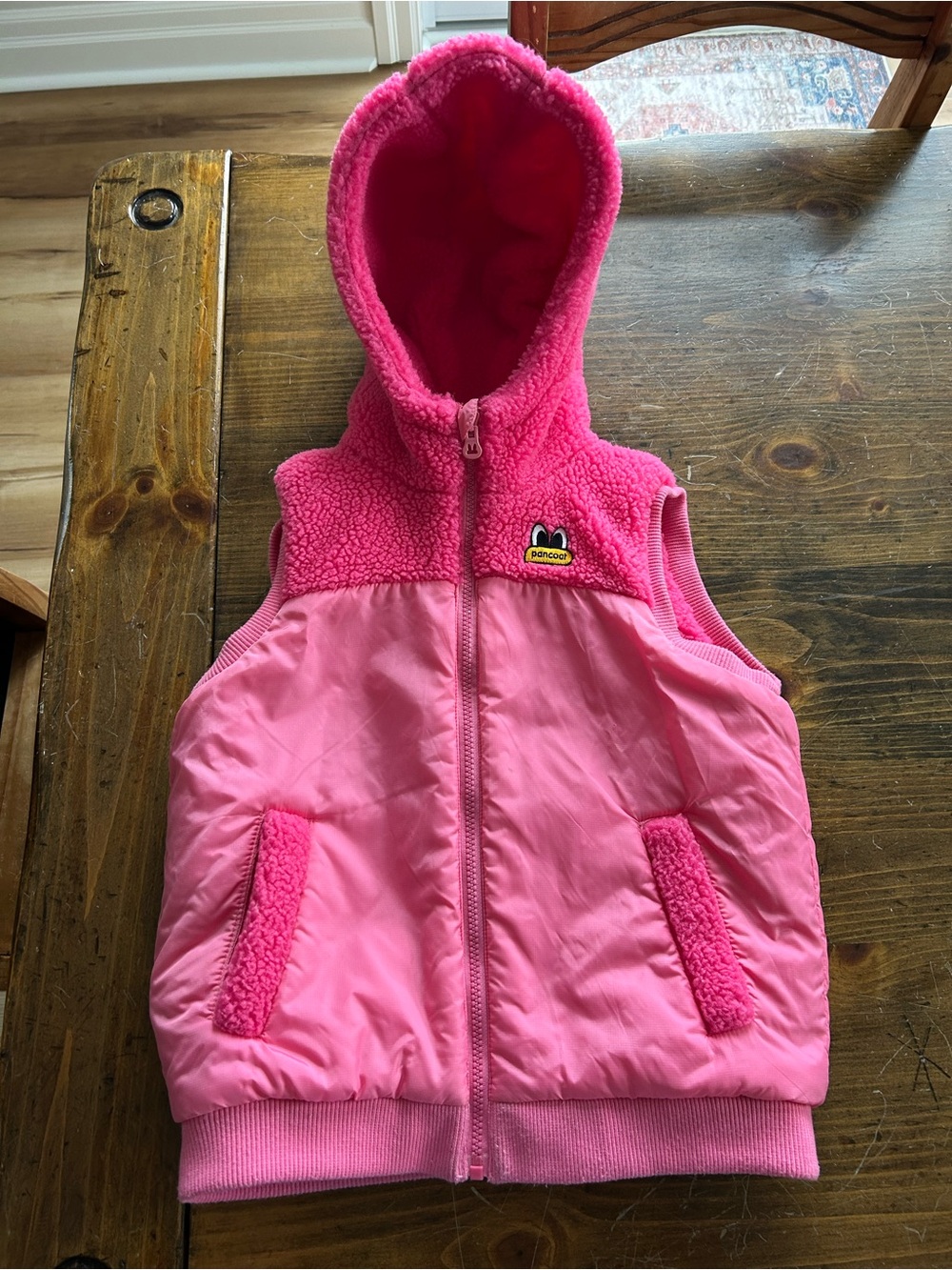 Pancoat Girls 9T Pink Kids Hooded Sherpa-Lined Reversible Vest